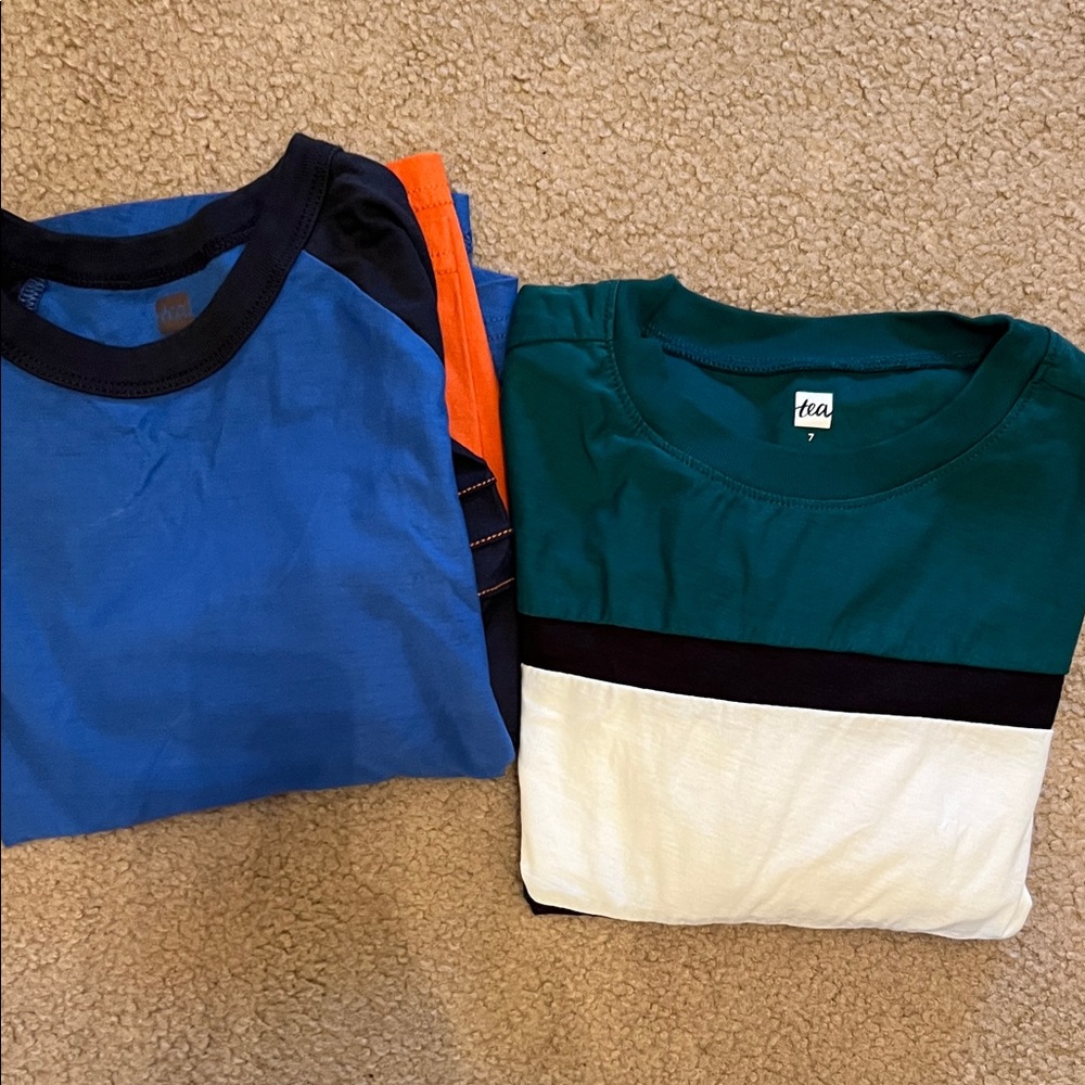 Tea Collection Blue, Teal & White Long Sleeve Tees